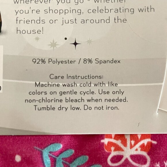 NEW Blue Star Small Medium Pink Holiday Christmas Festive Leggings Fleece Lined - Picture 5 of 6